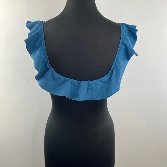 Eberjey So Jane Indigo Blue Bikini Top Set Stretch Ruffle Scoop Neck Sz M Medium - Picture 7 of 13